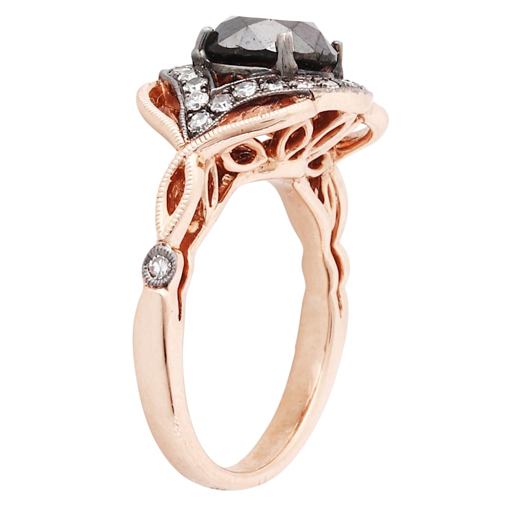 Beverley K 14K Rose gold 0.40ctw Diamond and 2.40ctw Black Diamond Ring