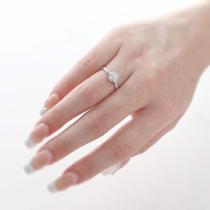 Beverley K 14K White Gold 0.08ctw Diamond Ring Set With A Cubic Zirconia Center