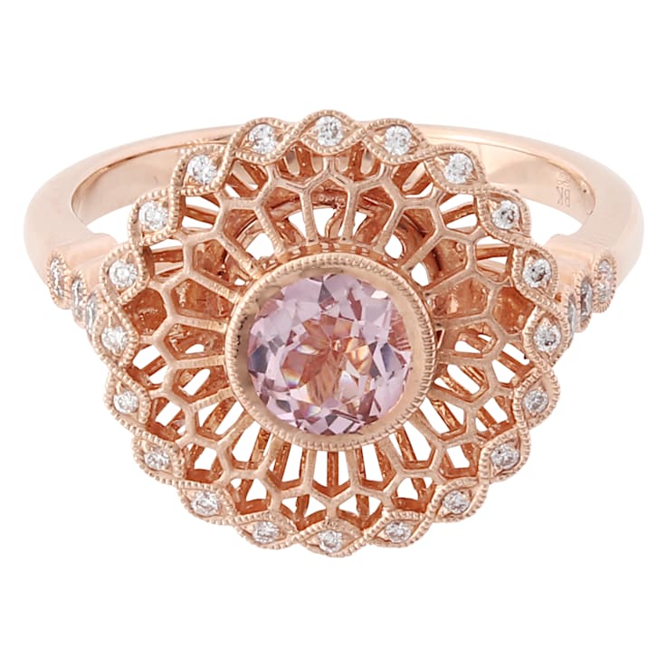 Beverley K 14K Rose Gold Diamond 0.13ctw and Morganite 0.60ctw Ring