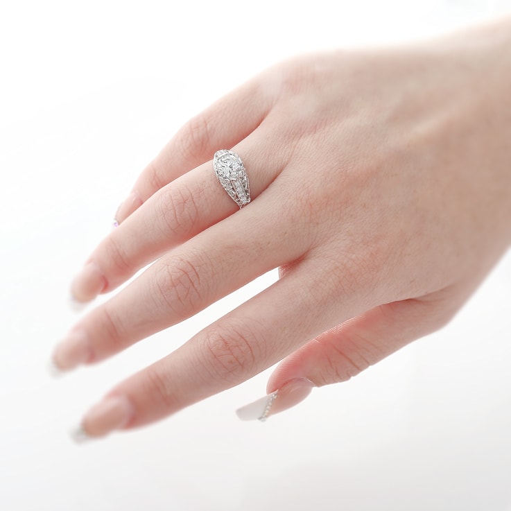 Beverley K 14K White Gold 0.21ctw Diamond Ring Set with a Cubic Zirconia Center