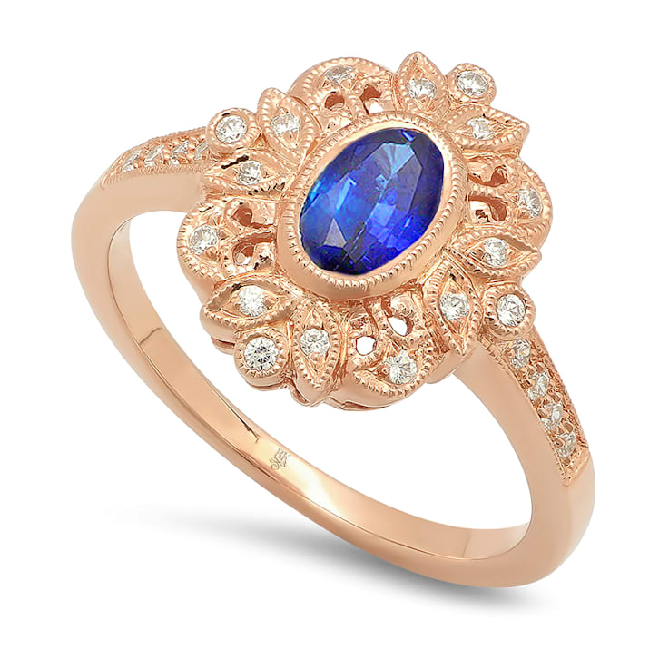 Beverley K 14K Rose Gold Diamond 0.15ctw and Tanzanite 0.54ctw Ring