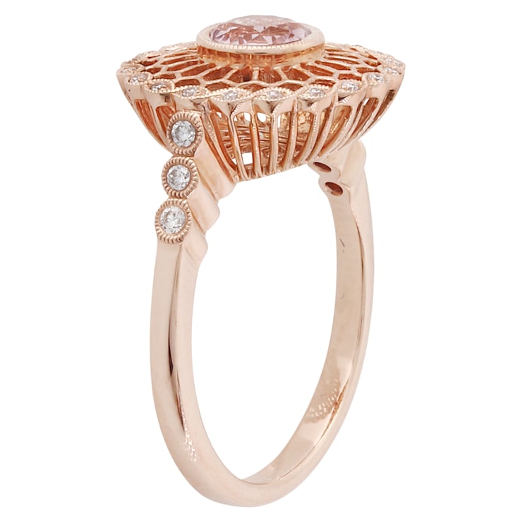 Beverley K 14K Rose Gold Diamond 0.13ctw and Morganite 0.60ctw Ring