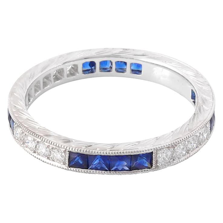 Beverley K 14K White Gold 0.32ctw Diamond and 0.96ctw Sapphire Eternity Band