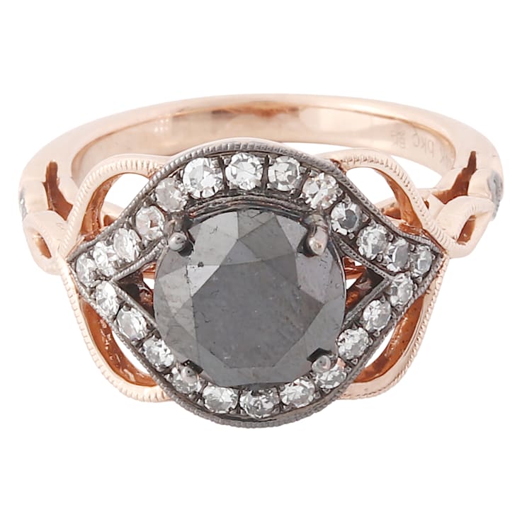 Beverley K 14K Rose gold 0.40ctw Diamond and 2.40ctw Black Diamond Ring