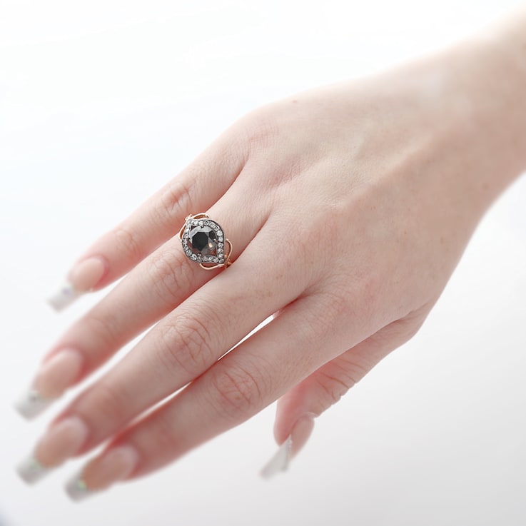 Beverley K 14K Rose gold 0.40ctw Diamond and 2.40ctw Black Diamond Ring