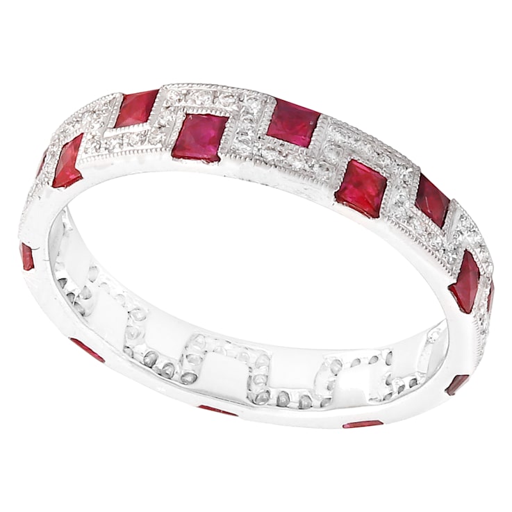 Beverley K 18K White Gold 0.22ctw Diamond and 1.17ctw Ruby Eternity band
