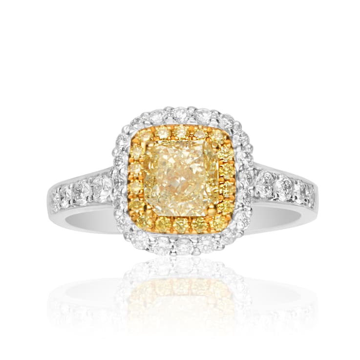 Gin & Grace Yellow Diamond and White Diamond 18K White Gold Ring