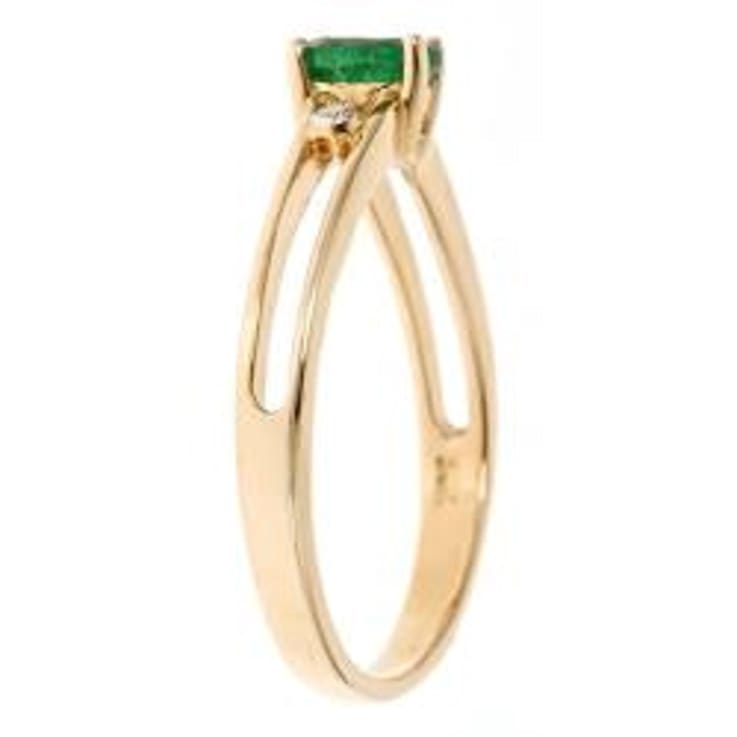 Gin and Grace 14K Gold Natural Zambian Emerald Ring with Real Diamonds