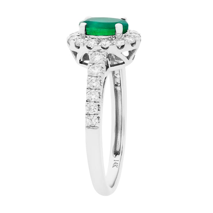 Gin and Grace 14K White Gold Zambian Emerald Ring with Diamonds