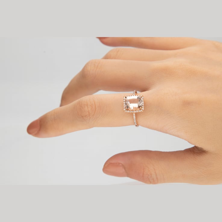 Gin & Grace 10K Rose Gold Morganite and Diamond Ring
