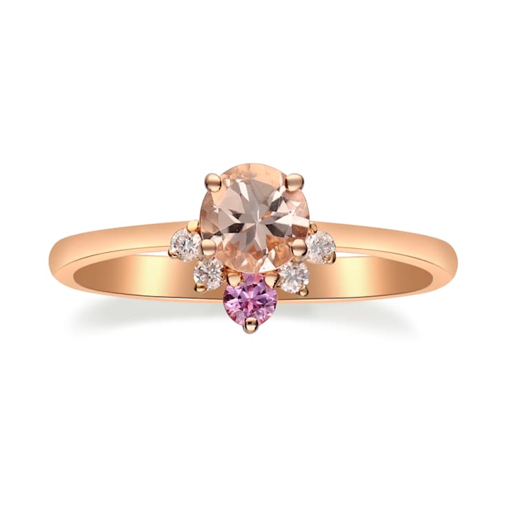 Gin & Grace 18K Rose Gold Real Diamond Ring (I1) with Morganite
& Pink Sapphire
