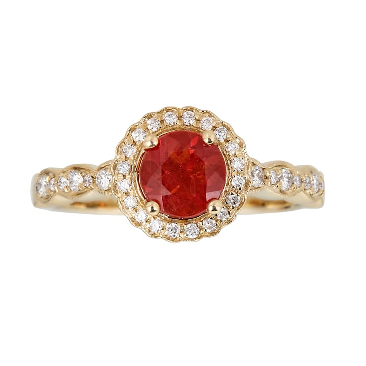 Gin & Grace 14K Rose Gold Natural Fire Opal With Real Diamond
Wedding Bridal Ring