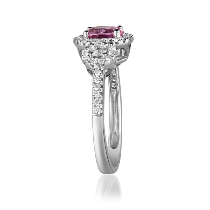 Gin & Grace 14K White Gold Real Diamond Wedding Ring (I1) with
Natural Pink Sapphire