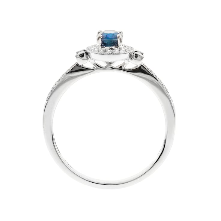 Gin & Grace 10K White Gold Diamond Ring with Blue Sapphire