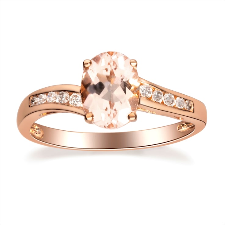 Gin & Grace 10K Rose Gold Morganite and Diamond Ring