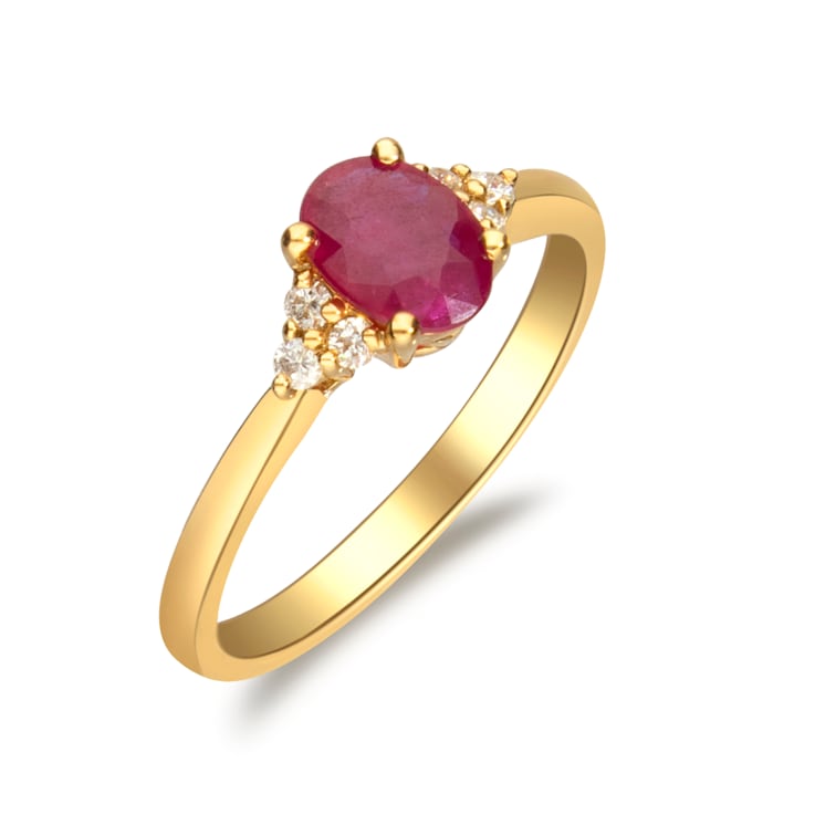 Gin & Grace 10K Yellow Gold Ruby and Diamond Promise Ring