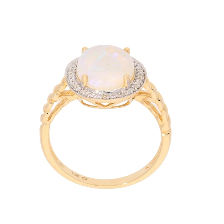 Gin & Grace 14K Yellow Gold Natural Opal & Real Diamond (I1))
Statement Ring