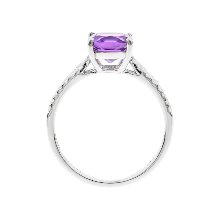 Gin & Grace 10K White Gold Purple Amethyst and Diamond Ring