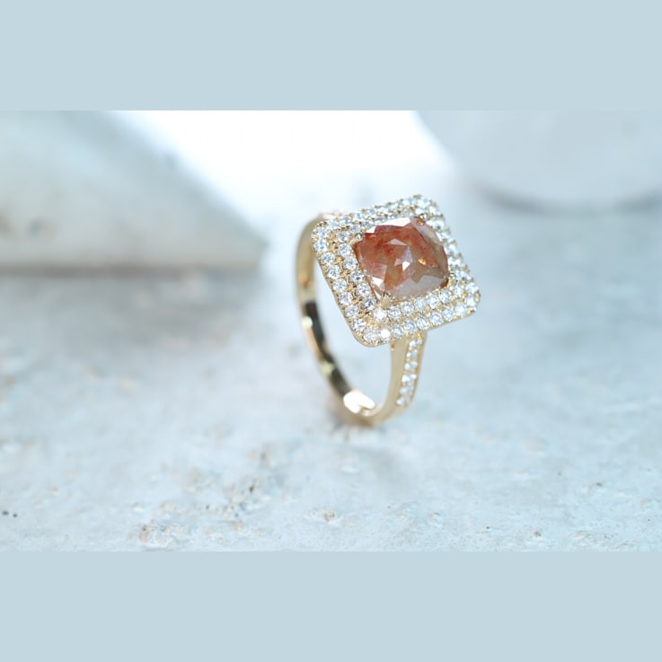 Gin & Grace 14K Yellow Gold Natural Brown and White Diamonds Ring