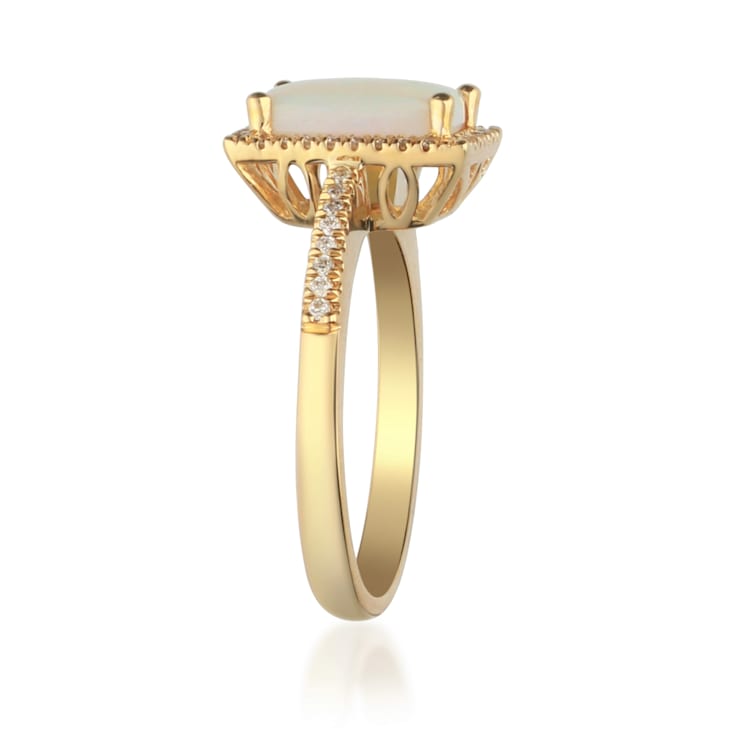 Gin & Grace 14K Yellow Gold Natural Opal & Diamond Engagment
Band Style Ring