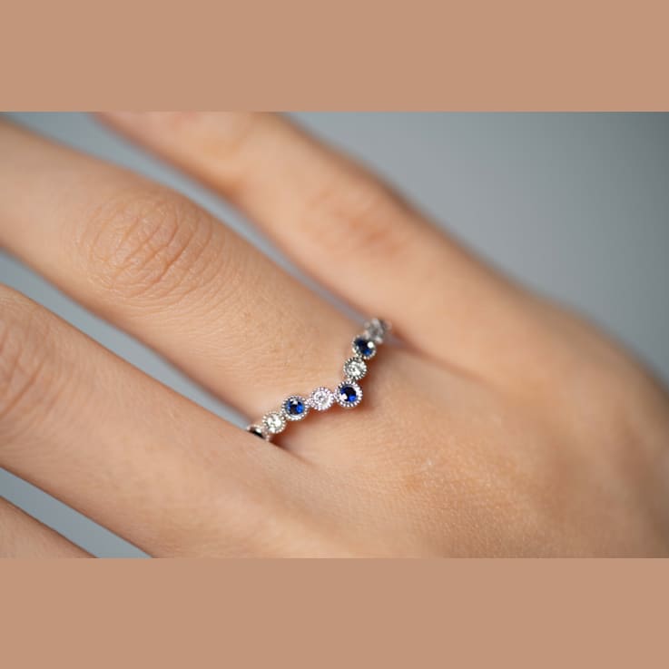 Gin & Grace 14K White Gold Natural Blue Sapphire With Real Diamond
(I1) Ring