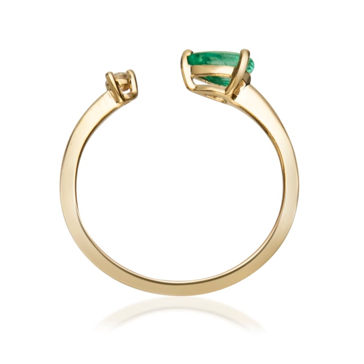 Gin and Grace 14K Yellow Gold Zambian Emerald Ring with Diamonds