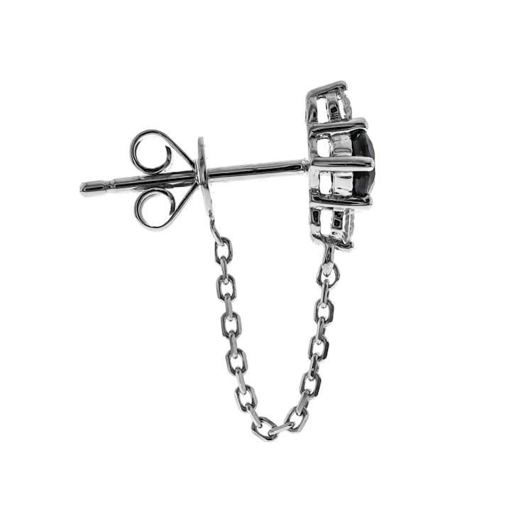 Gin & Grace 14K White Gold Genuine Blue Sapphire and Diamond Earring