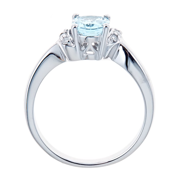 Gin & Grace 925 Sterling Silver Aquamarine Ring with Diamond