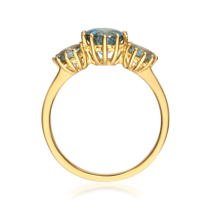 Gin & Grace 10K Yellow Gold Real Diamond Ring (I1) with Aquamarine
& London Blue Topaz