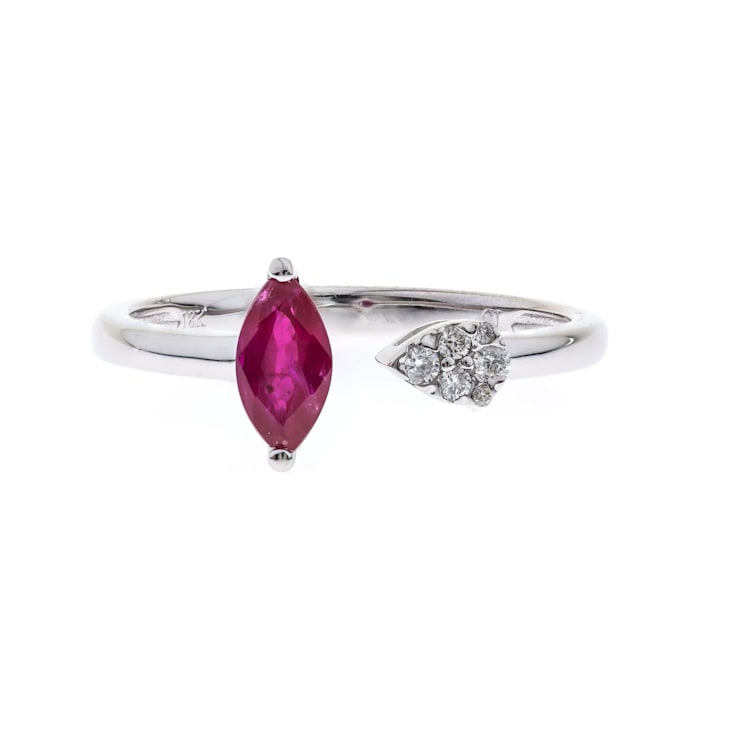 Gin and Grace 18K White Gold Ruby Ring with Diamonds