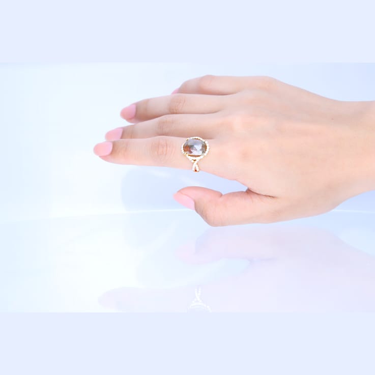Gin & Grace 18K Yellow Gold Natural Brown and White Diamonds Ring