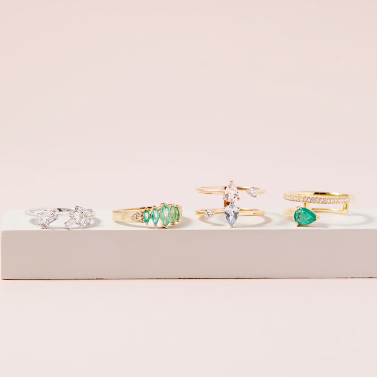 Gin & Grace 10K Yellow Gold Natural Zambian Emerald Ring with Real Diamonds