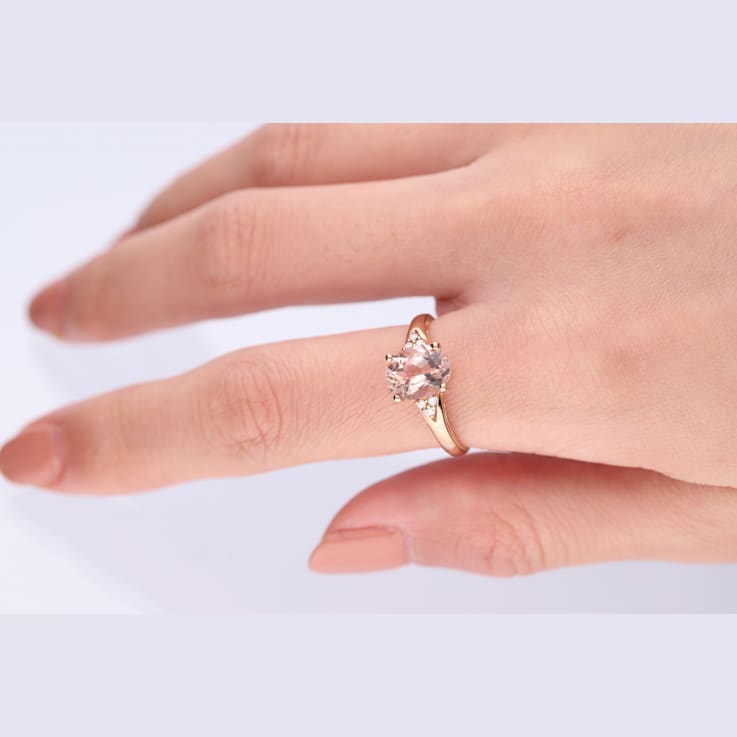 Gin & Grace 10K Rose Gold Morganite and Diamond Ring