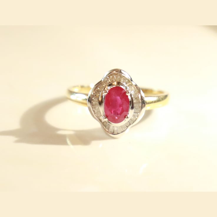 Gin & Grace 14K Two Tone Gold Real Diamond Anniversary Engagment
Ring (I1) with Genuine Ruby