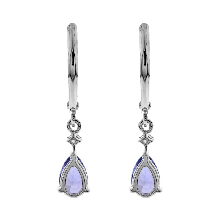 Gin & Grace 14K White Gold Real Diamond LeverBack Earring with
Genuine Blue Tanzanite