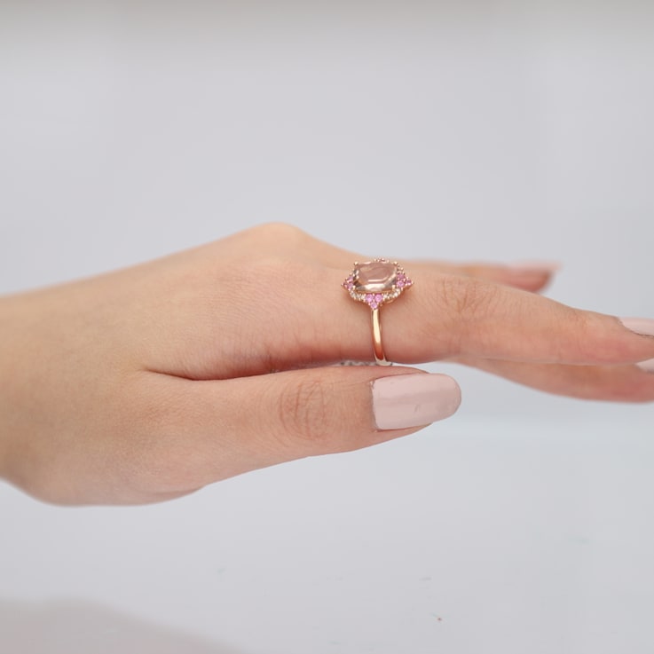 Gin & Grace 14K Rose Gold Diamond Ring (I1) with Genuine Morganite
& Natural Pink Sapphite