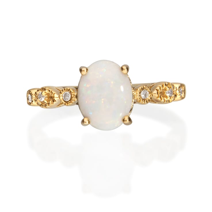 Gin & Grace 10K Yellow Gold Natural Opal & Real Diamond (I1)
Statement Ring