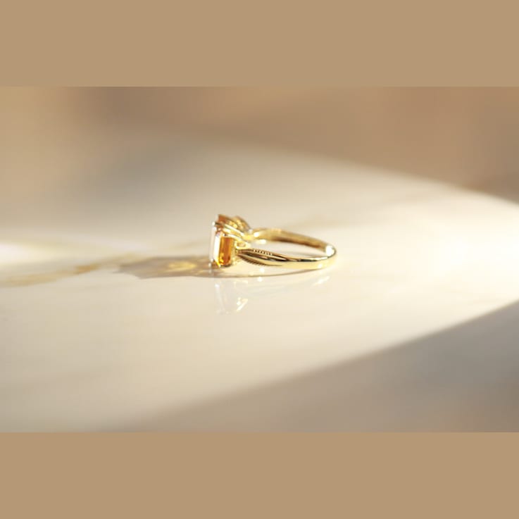 Gin & Grace 14K Yellow Gold Real Diamond Anniversary Ring (I1) with
Natural Citrine 3 Stone