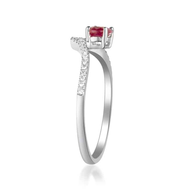 Gin & Grace 14K Yellow Gold Genuine Ruby and Real Diamond (I1) Ring
