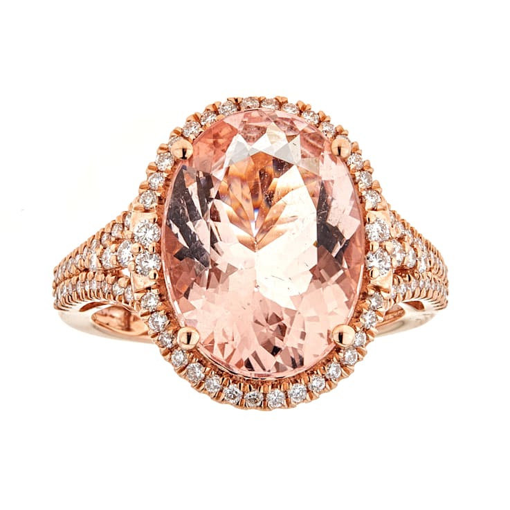 Gin & Grace 14K Rose Gold Real Diamond Big Statement Ring (I1) with
Genuine Morganite