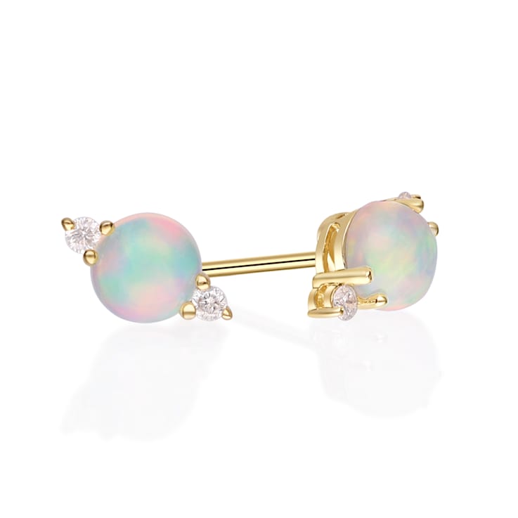 Gin & Grace 10K Yellow Gold Genuine Ethiopian Opal and Real Diamond
(I1) Earring