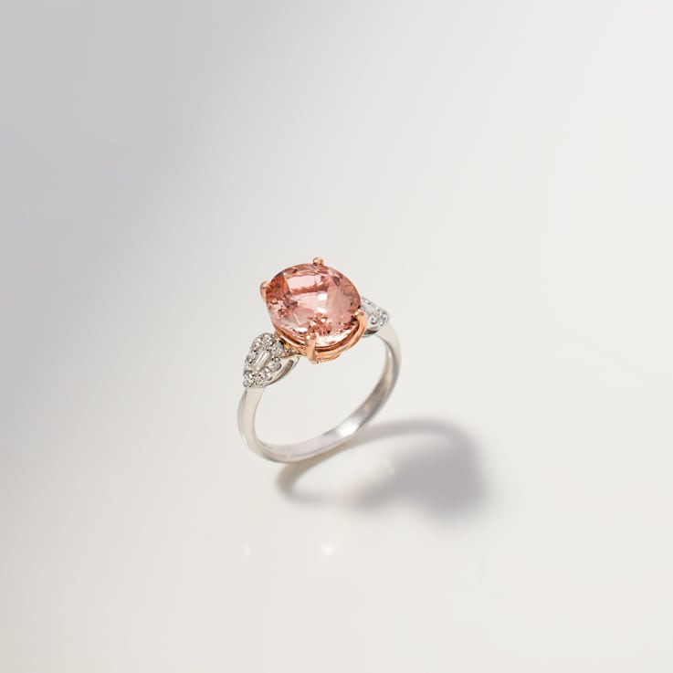 Gin & Grace 14K Two Tone Gold Morganite with Diamond Ring