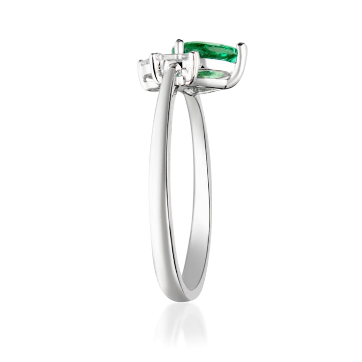 Gin and Grace 14K White Gold Zambian Emerald Ring with Diamonds