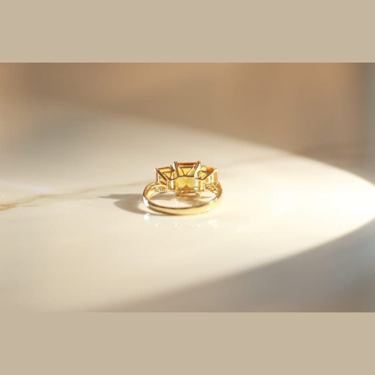 Gin & Grace 14K Yellow Gold Real Diamond Anniversary Ring (I1) with
Natural Citrine 3 Stone