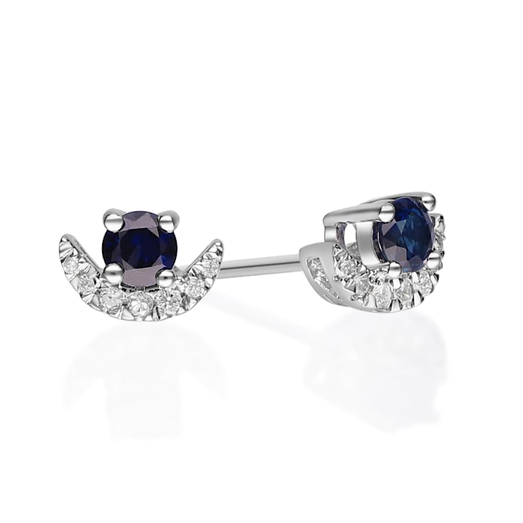Gin & Grace 10K White Gold Genuine Blue Sapphire and Real Diamond
(I1) Earring
