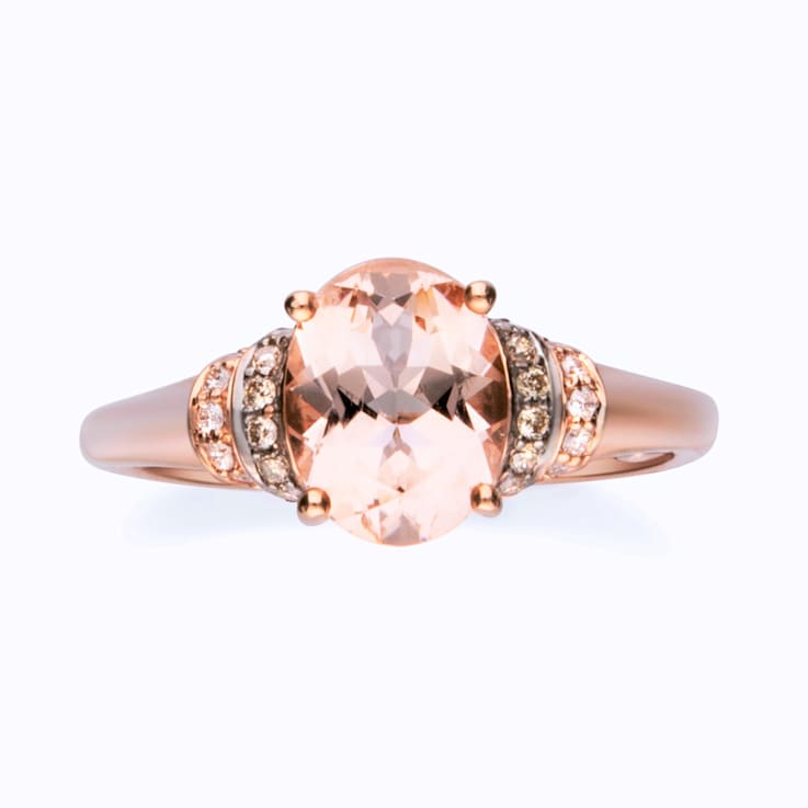 Gin & Grace 10K Rose Gold Real Diamond Ring (I1) with Genuine Morganite