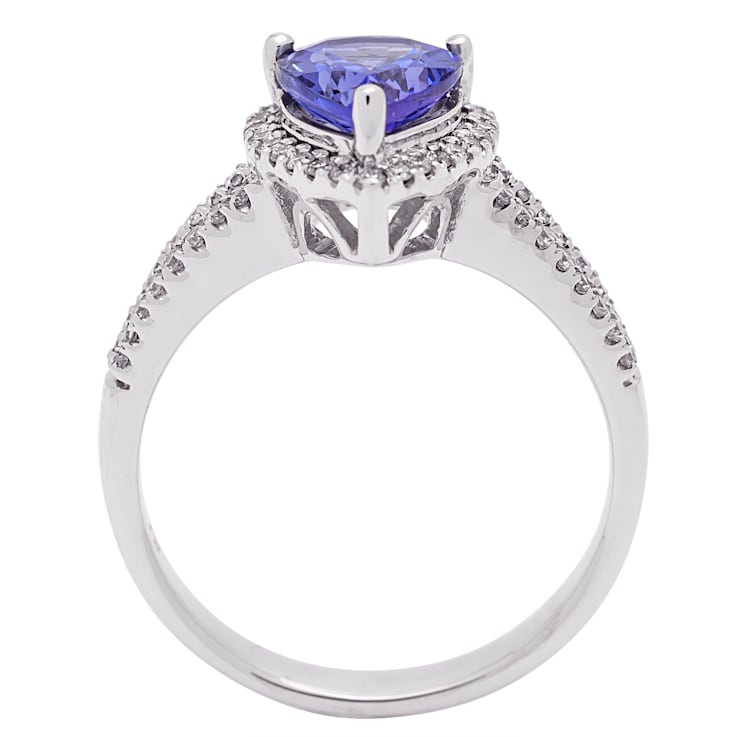 Gin & Grace 14K White Gold Real Diamond Ring (I1) with Genuine Tanzanite