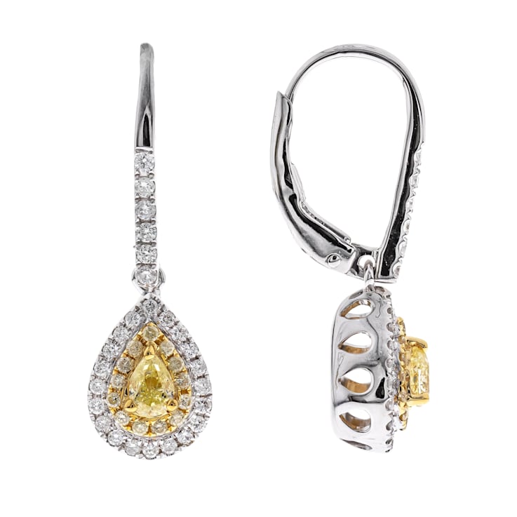 Gin & Grace 18K Two-Tone Gold Natural Yellow and White Diamond Earring