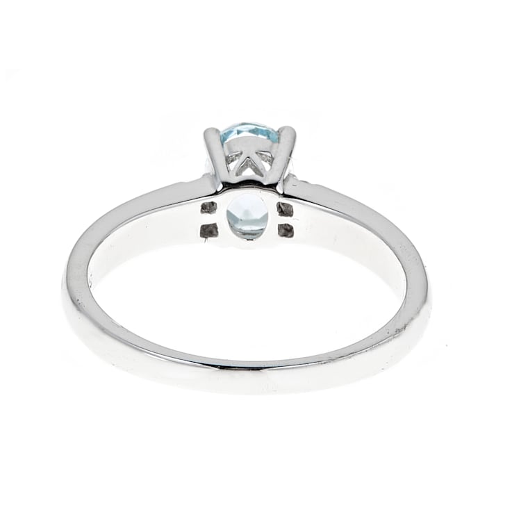 Gin & Grace 925 Sterling Silver Aquamarine with Diamond (I1) Ring