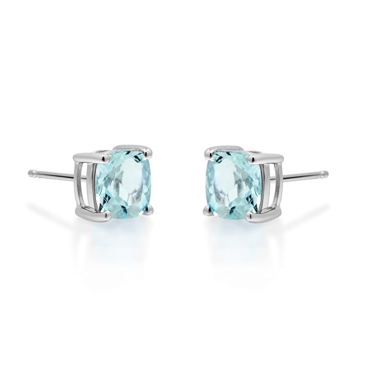 Gin & Grace 14K White Gold Aquamarine Stud Earring